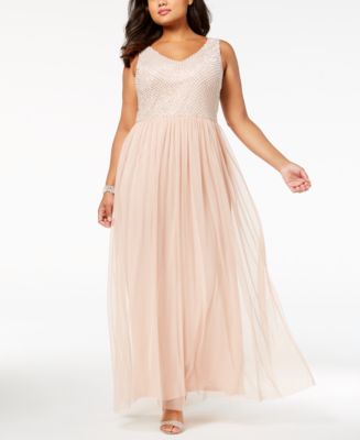 Adrianna Papell Plus Size Beaded Gown - Macy's