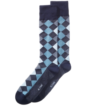 Alfani Men S Diamond Dress Socks Created For Macy S In Blue Navy Modesens