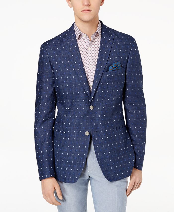 Tallia Orange Men s Modern Fit Indigo Dot Sport Coat Macy s