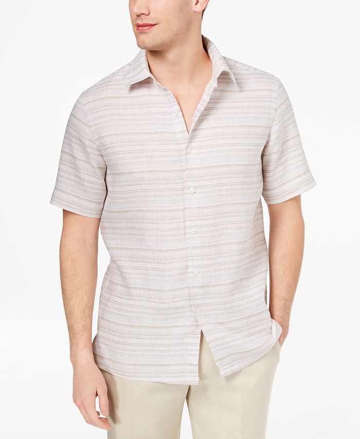 Tasso Elba Men's Matisse Stripe Linen Shirt, Created for Macy's - Macy's