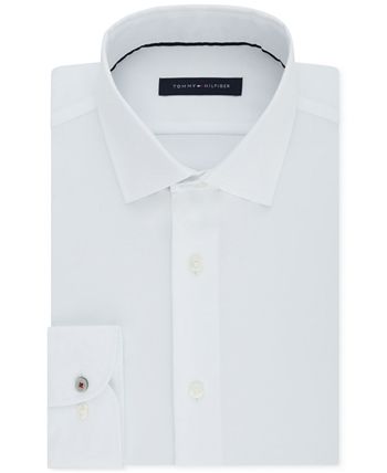 Tommy Hilfiger - Men's Slim-Fit Non-Iron Performance Stretch White Check Dress Shirt