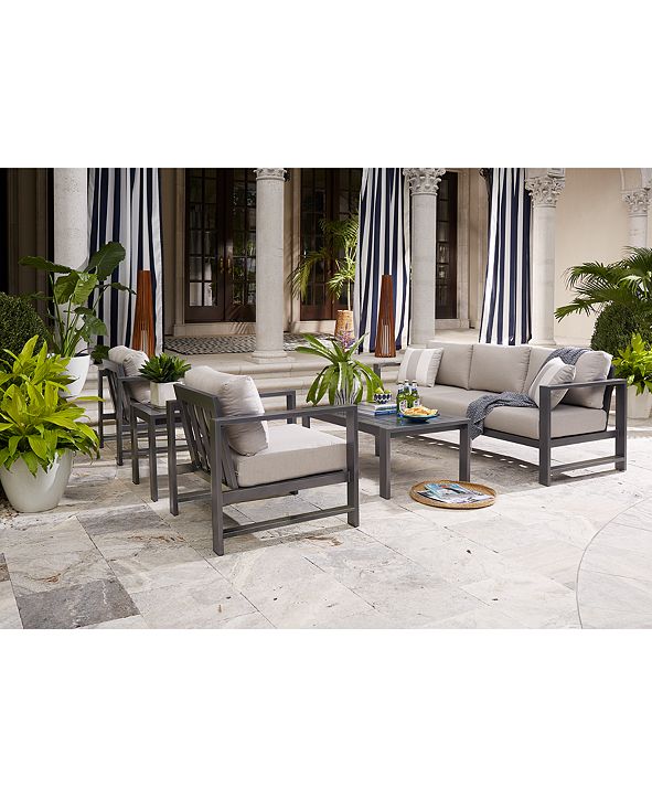 Furniture Aruba Grey Aluminum Outdoor Sofa with Sunbrella® Cushion