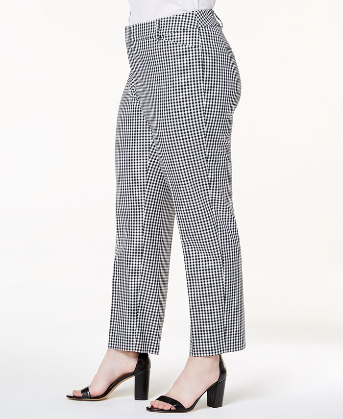 Charter Club Plus Size Tummy Control Gingham-Print Pants, Created for ...