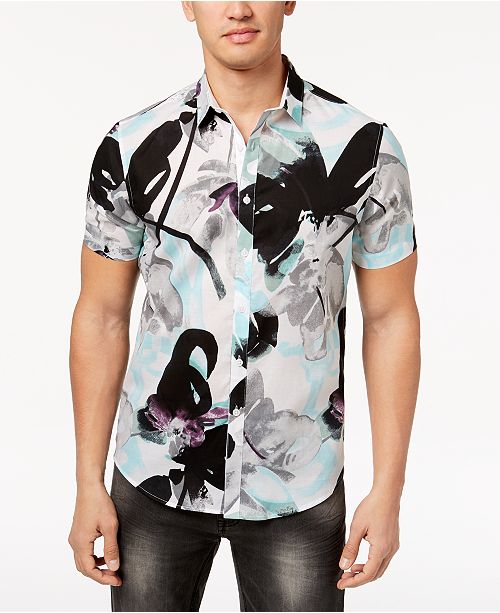 Inc International Concepts I N C Men S Floral Short Sleeve Button