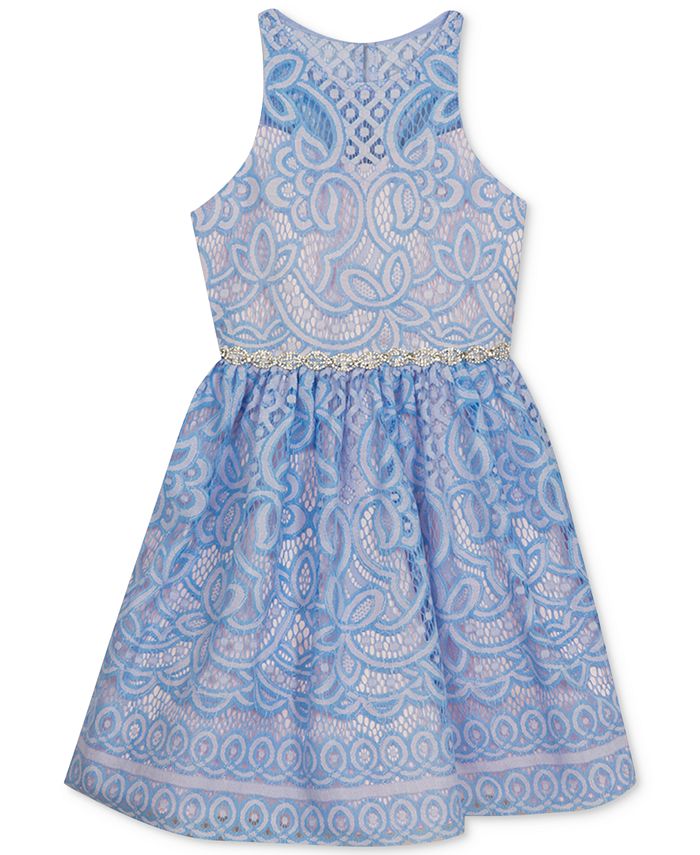 Rare Editions Embellished Lace Dress, Big Girls - Macy's