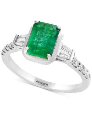 image of Gemstone Bridal by Effy Emerald (1-3/8 ct. t.w.) & Diamond (1/4 ct. t.w.) Engagement Ring in 18k White Gold
