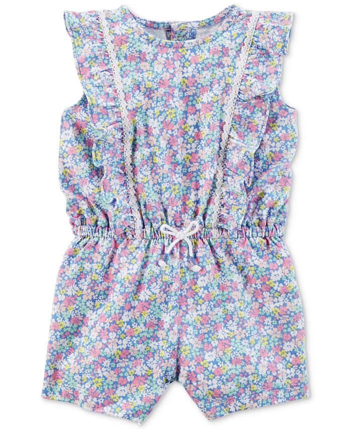 Carter's Floral-Print Cotton Romper, Baby Girls - Macy's
