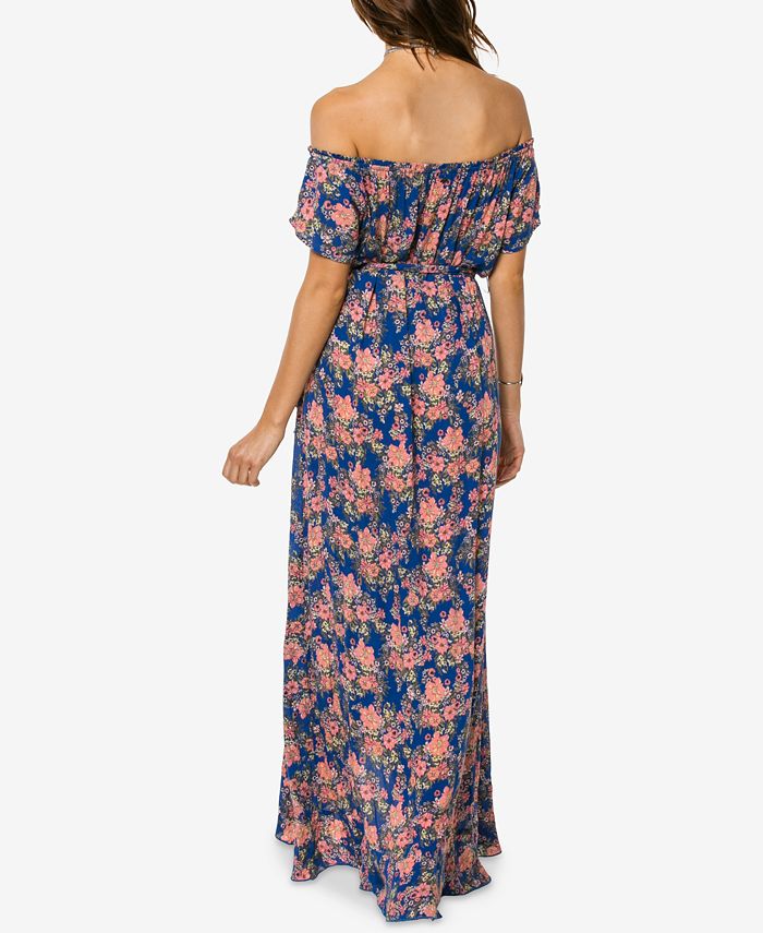 O'Neill Juniors' Constance Printed Off-The-Shoulder Wrap-Front Maxi ...