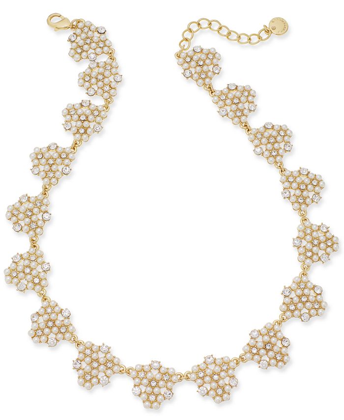 Charter Club Gold-Tone Crystal & Imitation Pearl Cluster Collar ...