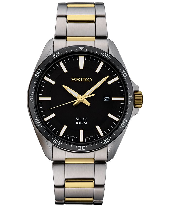 Seiko Men's Solar Essentials Two-Tone Stainless Steel Bracelet Watch ...