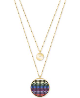 Swarovski - Gold-Tone Multicolor Crystal Disc Double-Layer Pendant Necklace