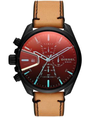 mens chronograph watches leather strap