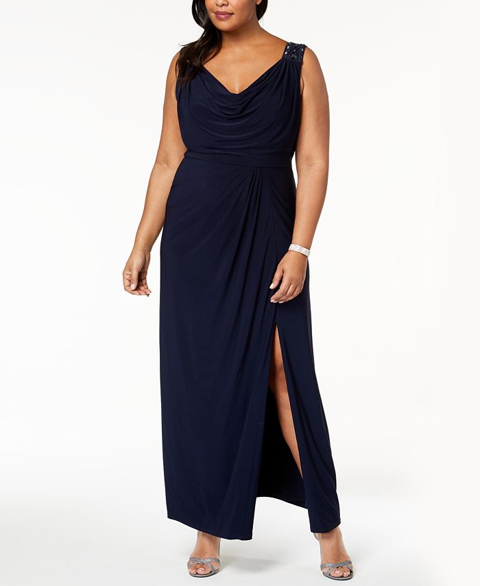 Alex Evenings Plus Size Draped & Embellished Gown - Macy's