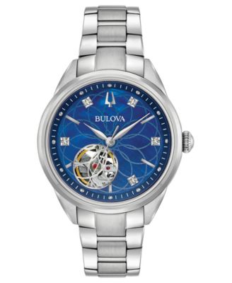 Bulova - Women's Automatic Dress Diamond-Accent Stainless Steel Bracelet Watch 34mm