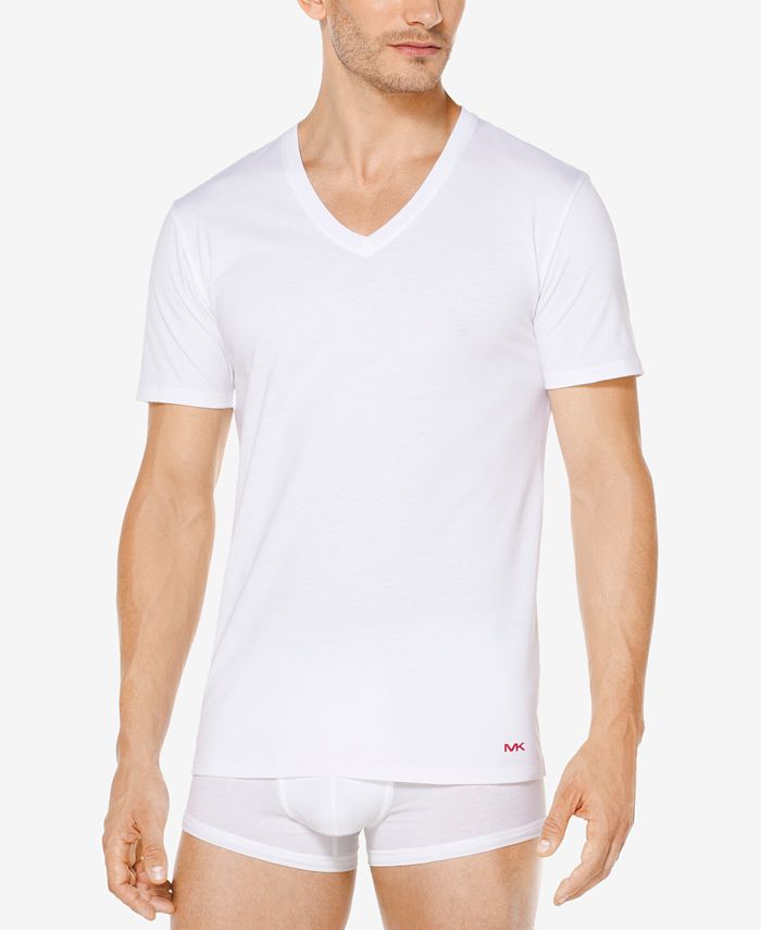Michael Kors Men's Performance Cotton VNeck Undershirts, 3Pack Macy's