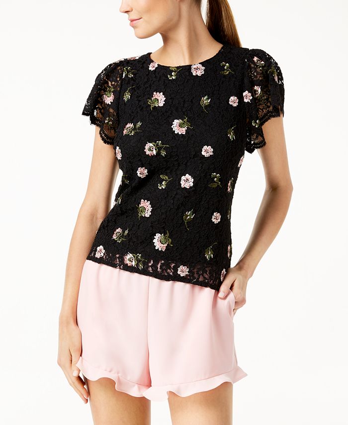 Maison Jules Embroidered Lace Top, Created for Macy's Macy's