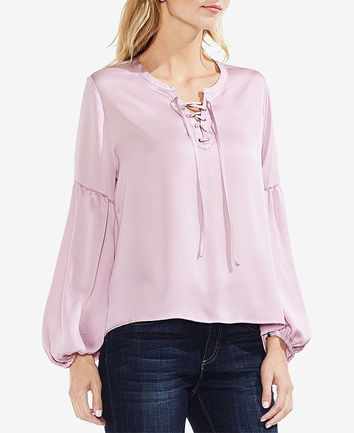 Vince Camuto Bubble-Sleeve Blouson Top - Macy's