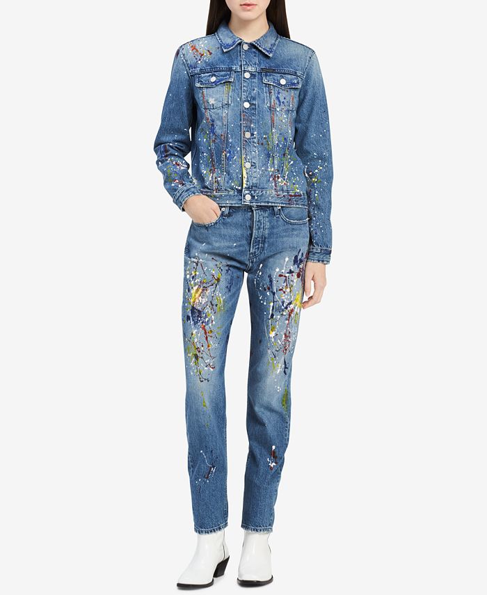 Calvin Klein Jeans Cotton Paint Splatter Denim Jacket Macy's