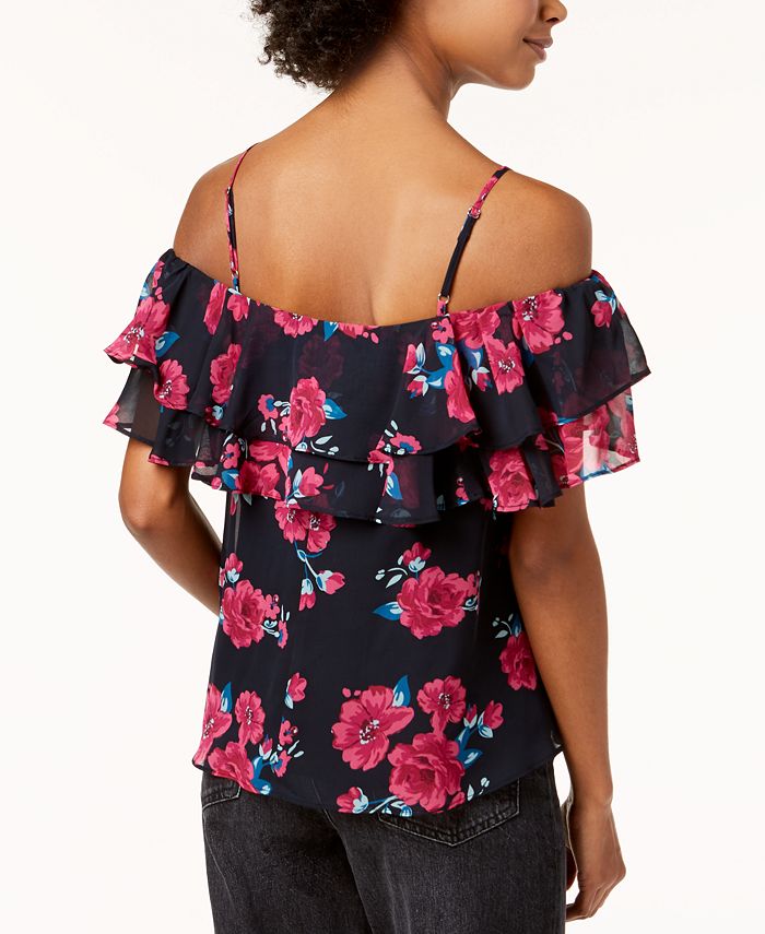 The Edit By Seventeen Juniors' Floral-Print Ruffled Top, Created for ...