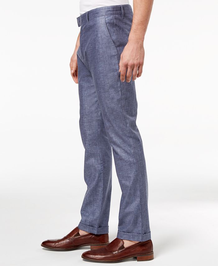 Ryan Seacrest Distinction Men's Slim-Fit Chambray Cuffed Pants, Created ...