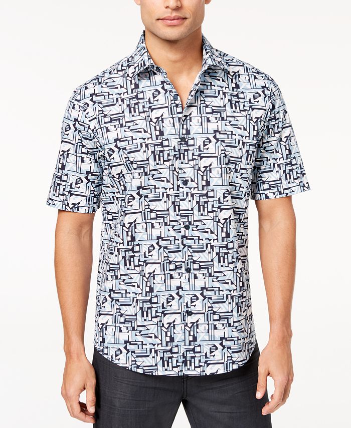 Alfani Men's Geometric-Print Shirt, Created for Macy's - Macy's