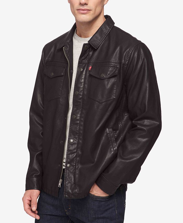 Levi's Men's Lightweight Faux Leather Shirt Jacket - Macy's