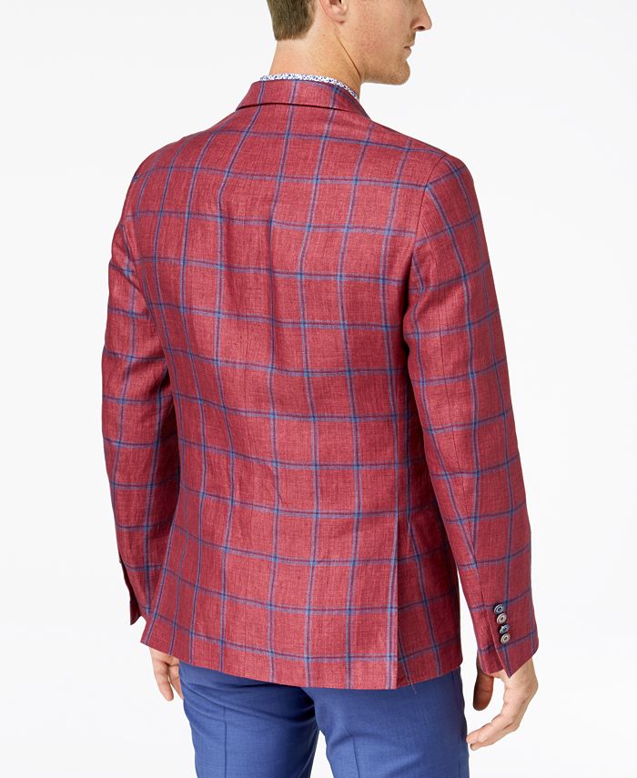 Tallia Orange Men's ModernFit Raspberry Windowpane Sport Coat Macy's