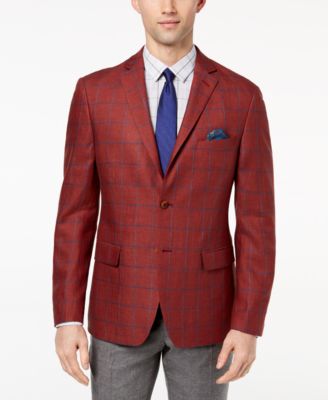 burgundy windowpane sport coat