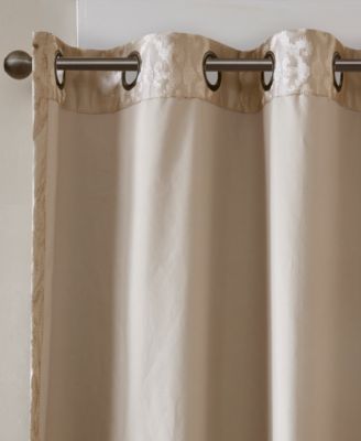 Mirage Knitted Jacquard Damask Total blackout curtains for bedroom, Silver grommet top fit up to 1.25 inches rod Single Curtain Panel for Living Room, Width 50 length 108 inches, Pitch Black Ambiance Champagne 1 Window Panel