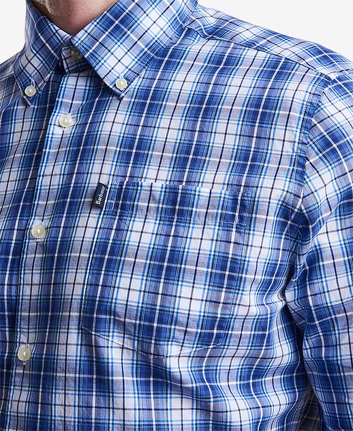Barbour Men's Leo Medium Blue Plaid Shirt - Macy's