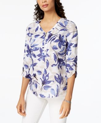 JM Collection - Printed Linen Top