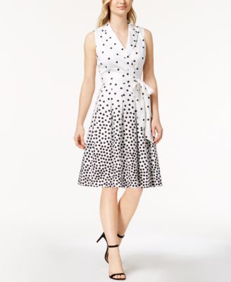 Anne Klein - Printed Faux-Wrap Shirtdress