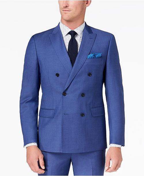 Tallia Orange Men's Modern-Fit Blue Twill Double-Breasted ...