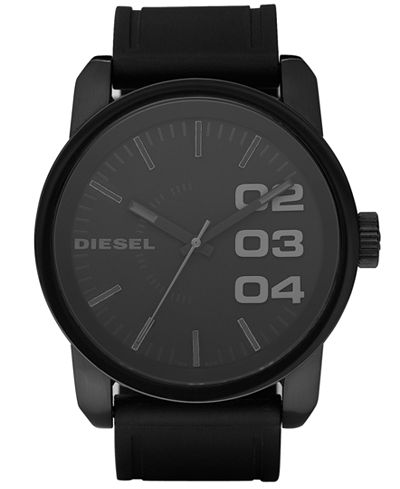 Diesel Men's Black Silicone Strap Watch 46mm DZ1446