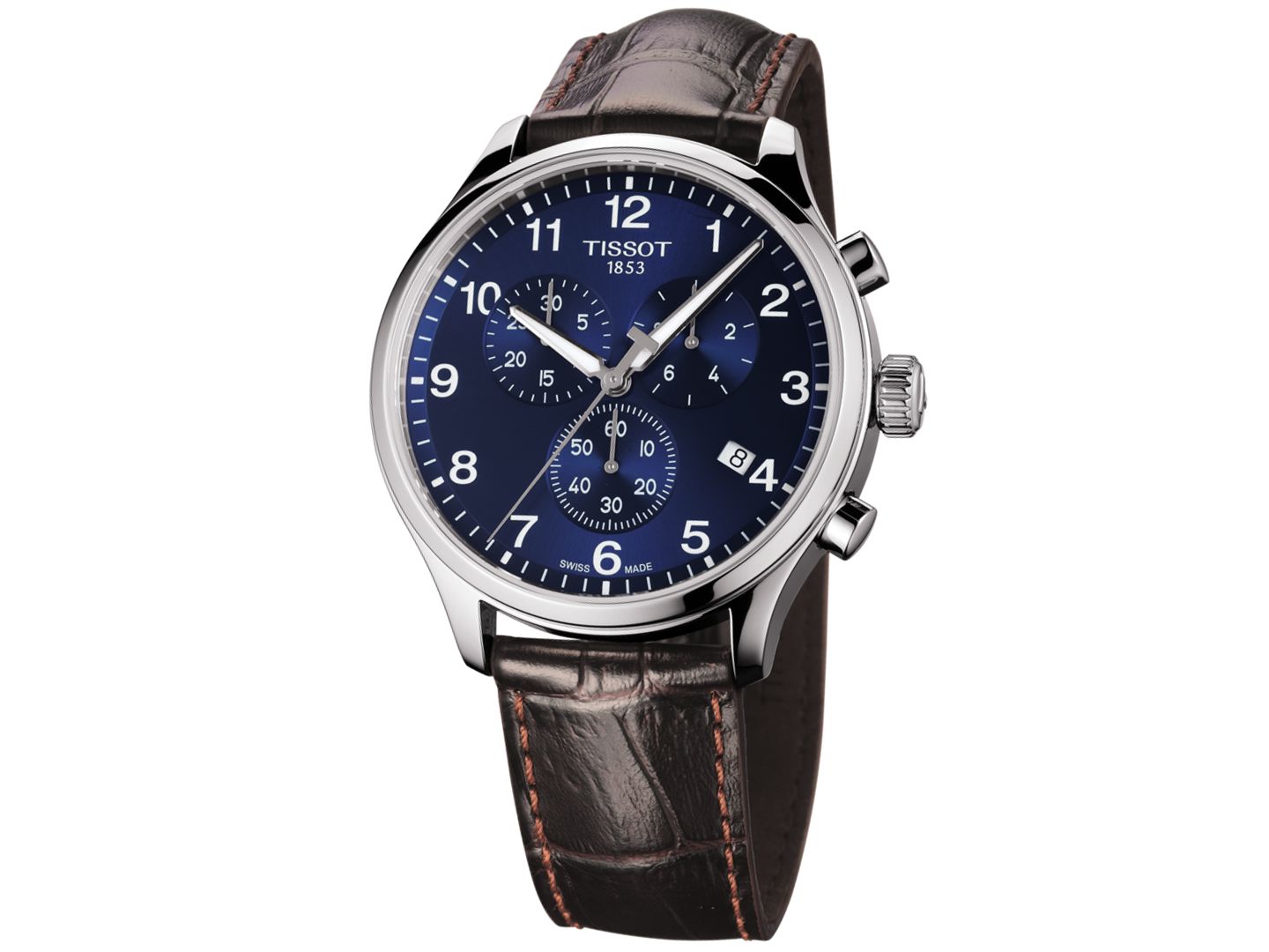 Мужской хронограф Tissot Chrono XL Classic T-Sport с коричневым кожаным ремешком, 45 мм, цвет: Коричневый / Синий — фото 9