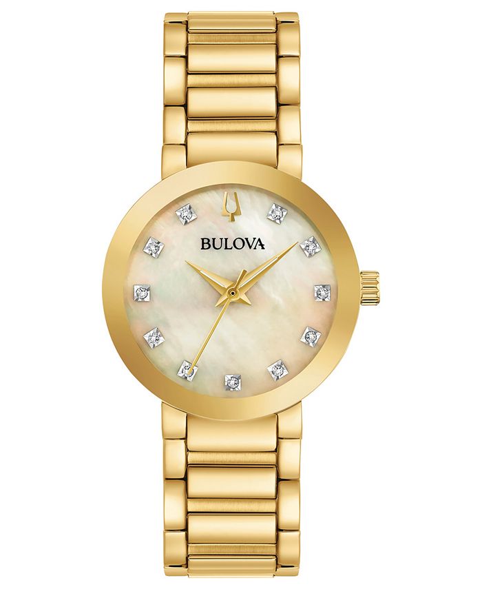 Bulova - Women's Futuro Diamond-Accent Gold-Tone Stainless Steel Bracelet Watch 30mm