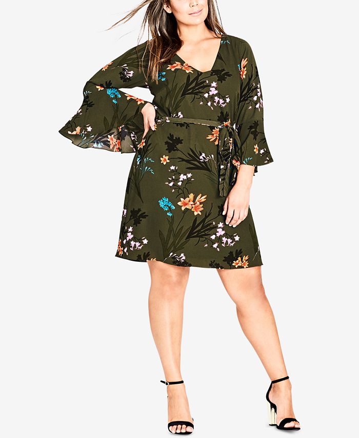 City Chic Trendy Plus Size Floral Print A Line Dress Macys 7498