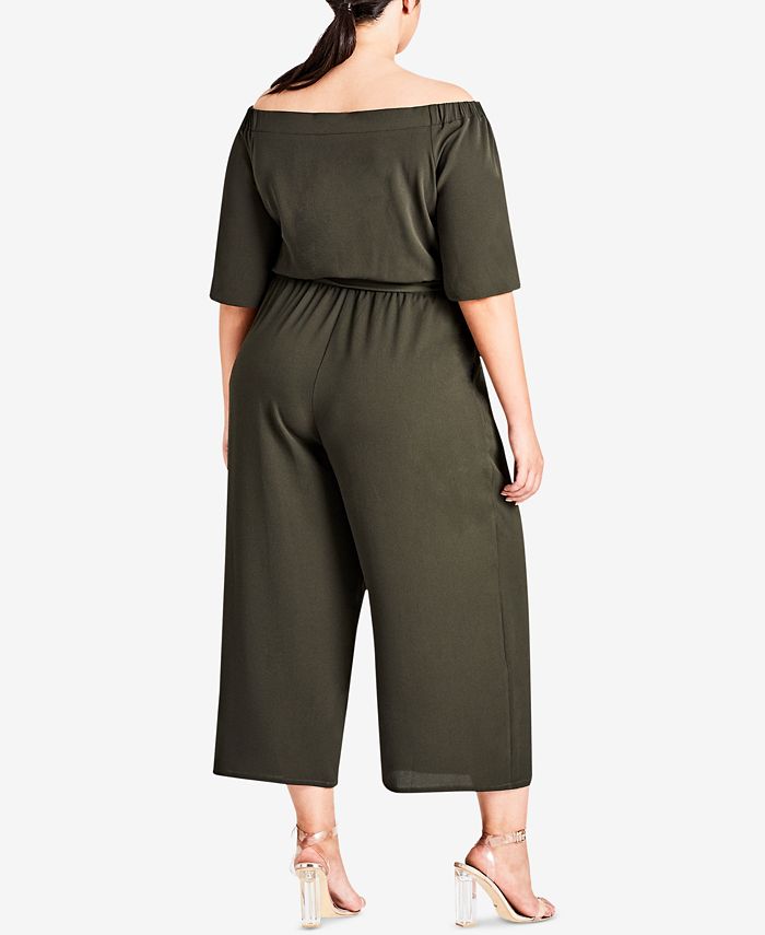 City Chic Trendy Plus Size Off-The-Shoulder Jumpsuit - Macy's