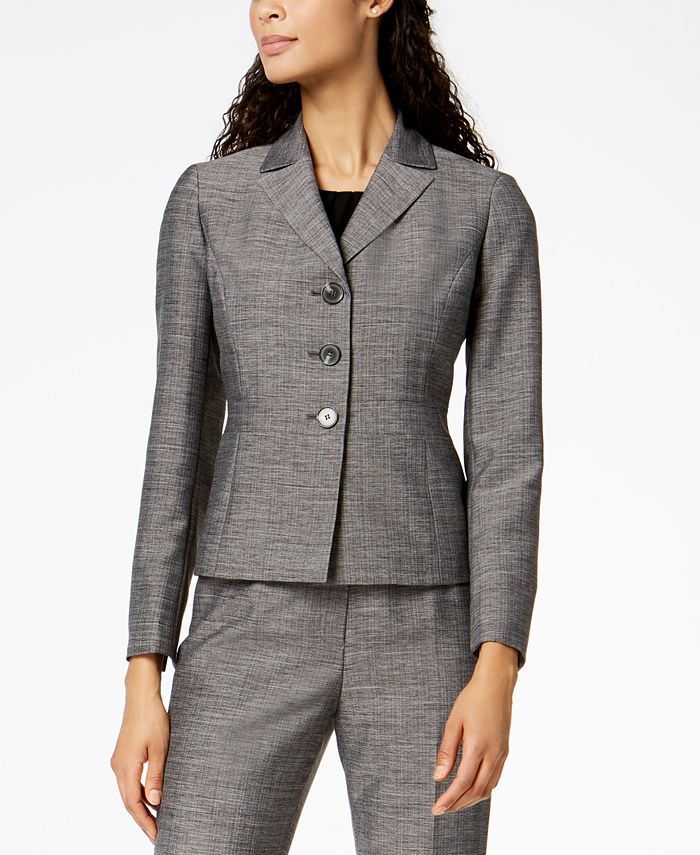 Le Suit Mélange Peak-Collar Pantsuit - Macy's