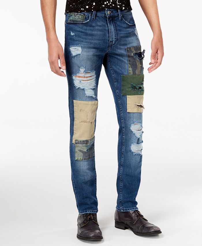 GUESS Men's Slim Tapered Fit Stretch Ripped Jeans - Macy's