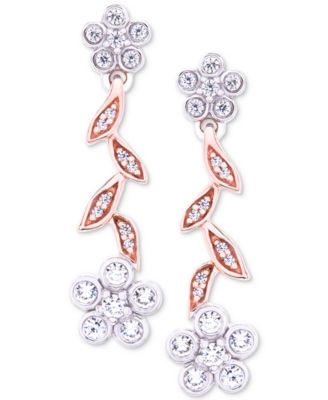 Wrapped in Love - Diamond Flower Drop Earrings (1/4 ct. t.w.) in 14k Rose & White Gold