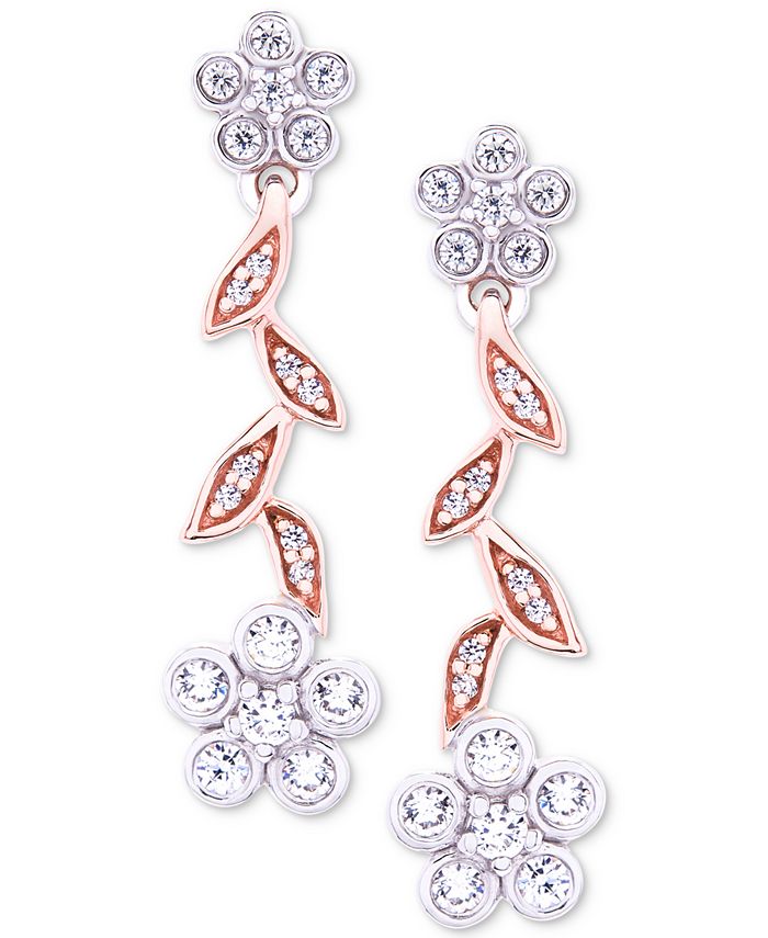 Wrapped in Love - Diamond Flower Drop Earrings (1/4 ct. t.w.) in 14k Rose & White Gold