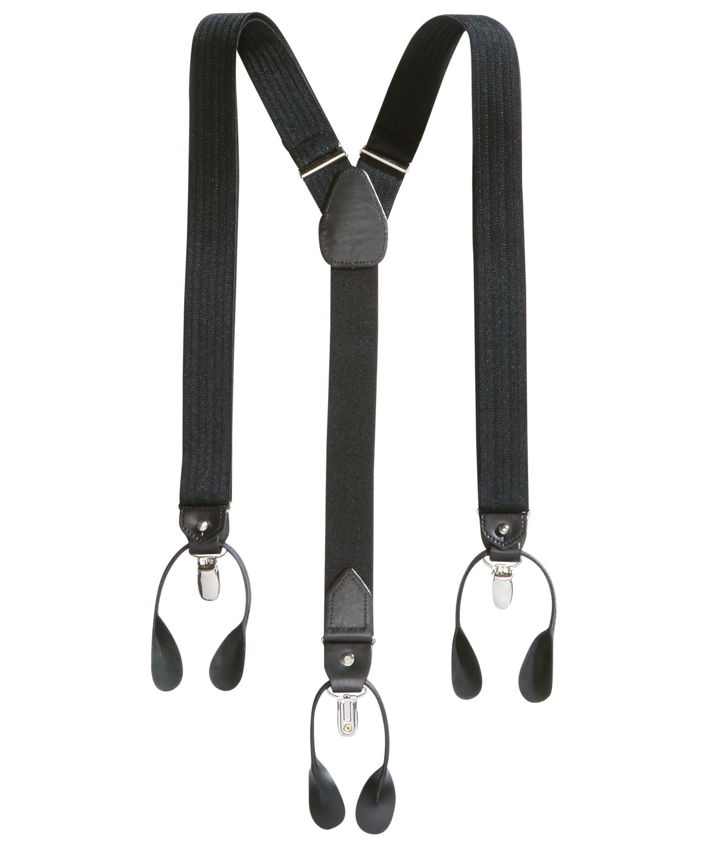Мужские подтяжки Club Room Herringbone Convertible Suspenders, цвет: Чёрный — фото 1