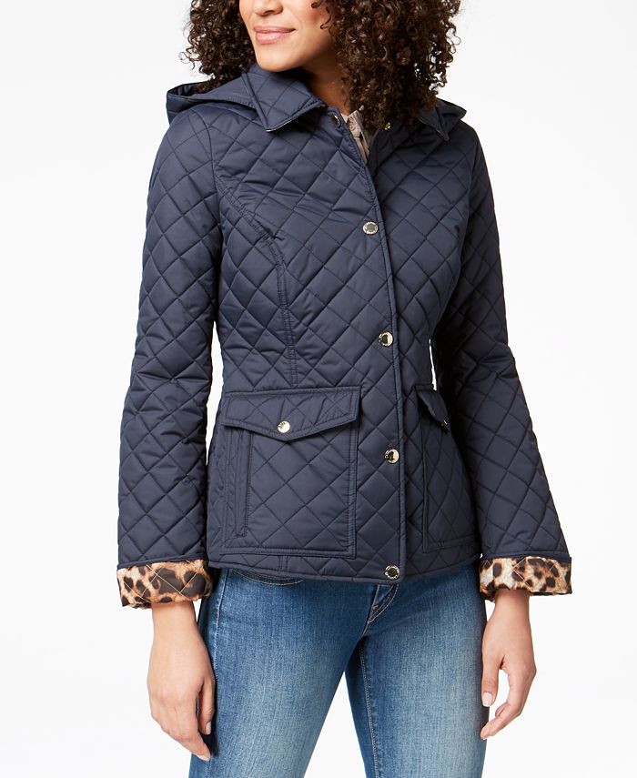 Laundry by Shelli Segal Printed-Cuff Quilted Coat - Macy's