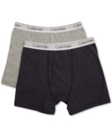 Calvin Klein 2-Pk. Cotton Boxer Briefs, Little & Big Boys - Heather Blue /Heather Grey