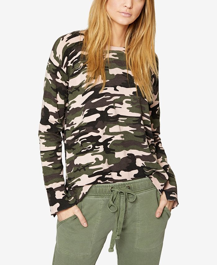 Sanctuary Camouflage-Print Laced-Back Sweater - Macy's
