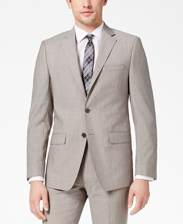 Calvin Klein CLOSEOUT! Men's XFit Stretch Light Gray Solid SlimFit