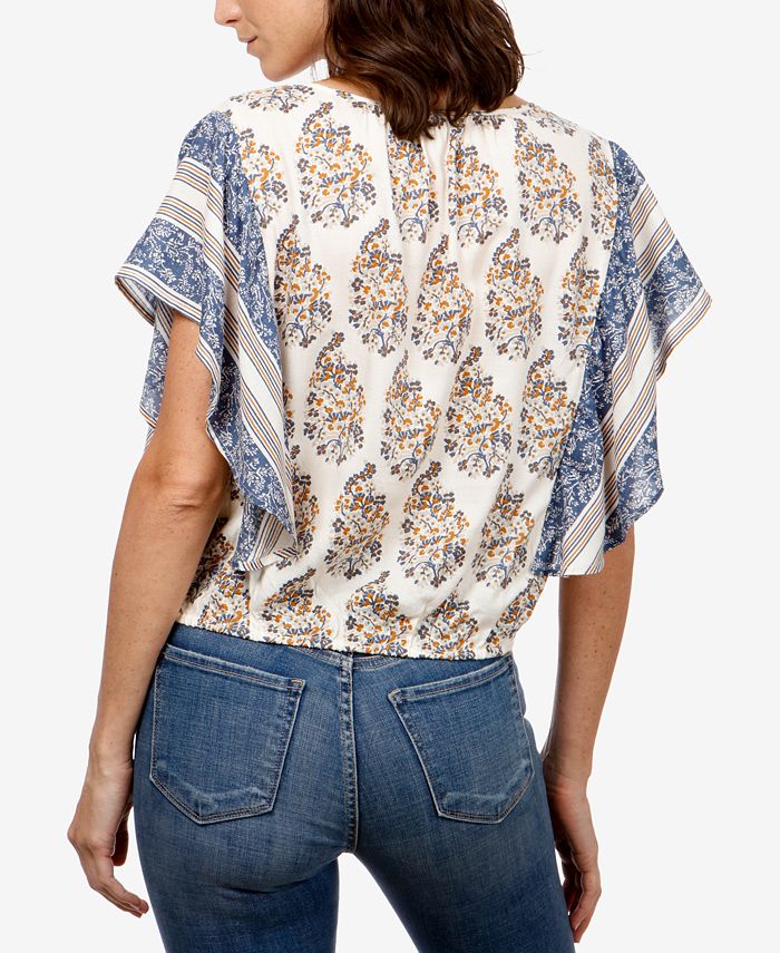 Lucky Brand Mixed-Print Peasant Top & Reviews - Tops - Women - Macy's