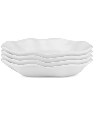 Q Квадратные Меламиновые круглые миски для ужина с рюшами, Набор из 4 штук