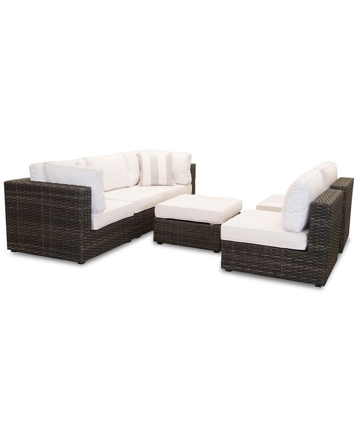 Furniture - Viewport Outdoor 6-Pc. Modular Seating Set (2 Corner Units, 3 Armless Units and 1 Ottoman)